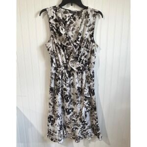 Apt 9 Faux Wrap Dress‎ Sleeveless Ruffle V-Neck Floral Print Size Large